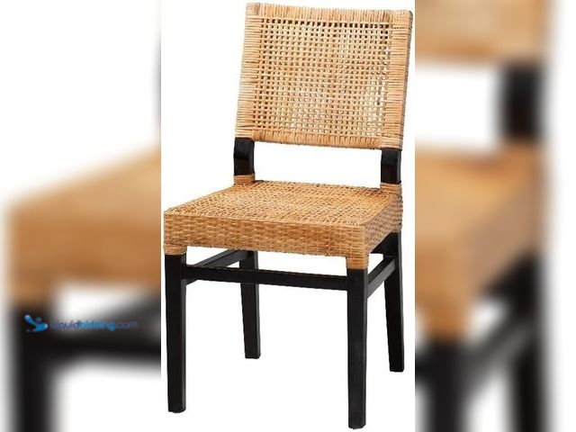 Lot 49-5475666 - Baxton Studio Lesia Modern Bohemian Natural Brown Rattan and Espresso Brown Mahogany Wood Dining Cha...