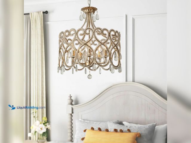 Lot 49-5437708 - 5-Light Crystal Chandelier Adjustable high French Dining Room Chandelier Antique Silver Round Bedroo...