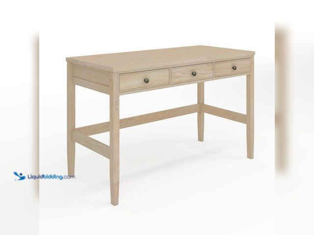 Lot 49-5447648 - MARTHA STEWART Rhett 47 in. Rectangle Light Natural Frame/Antique Bronze Hardware Home Office 3 Draw...