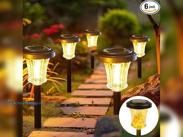 Lot 49-5415158 - IDEAALS 6Pk 2 Modes(Steady on/Flickering) Solar Lights Outdoor Pathway, Solar Garden Lights, Auto On...