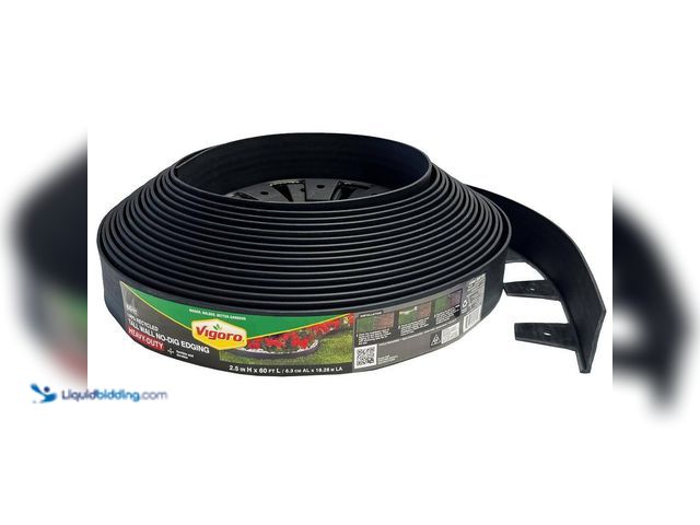 Lot 49-5552198 - Vigoro
60 ft. x 2.5 in. Black Plastic Landscape No-Dig Edging Tall Wall. Model # 3221-60HD-3. Unuse...