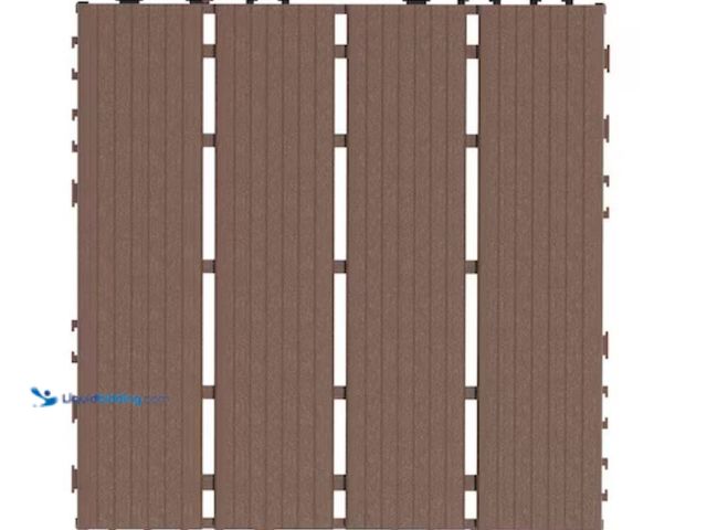 Lot 49-1631226 - 1 ft. x 1 ft. Brown Plastic Interlocking Deck Tiles 44-Pack Patio Deck Tiles Square Waterproof Outdo...