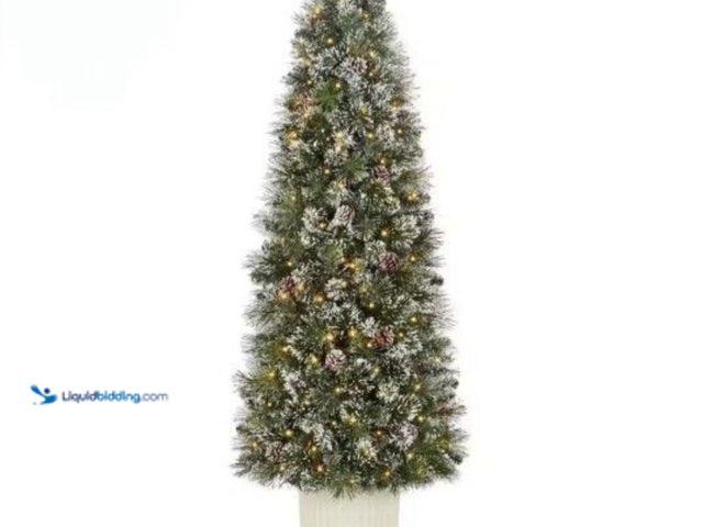 Lot 49-1548184 - Home Accents Holiday 6 ft. Pre Lit LED Sparkling Amelia Pine Potted Artificial Christmas Tree Model ...