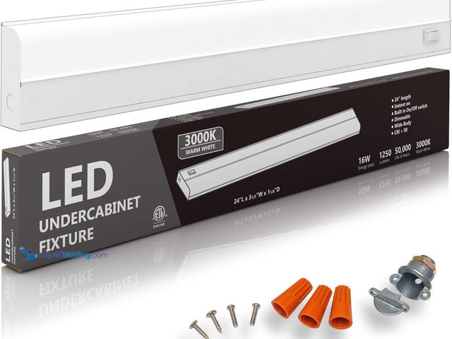 Lot 49-5449310 - Hardwired LED Under Cabinet Lighting - 16 Watt, 24", Dimmable, CRI>90, 3000K (Warm White), Under Cab...