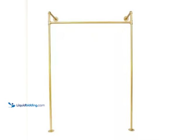 Lot 49-3615650 - Gold Iron Clothes Rack Hanging Rod Pipe Wall Mounted Garment Rack 47"W x 67"H, Model # OT-ZJCY-5320,...