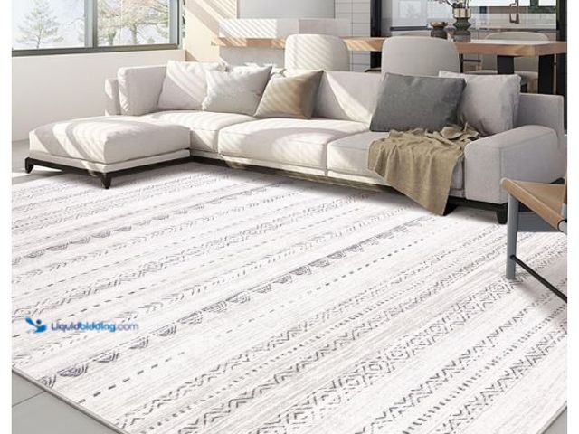 Lot 49-3432555 - Nakagishi 10x14 Area Rugs Living Room: Washable Boho Large Neutral Modern Soft Stain Resistant Farmh...