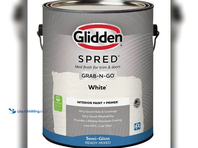 Lot 49-1623996 - Glidden Spred Interior Paint + Primer Grab-N-Go Semi-Gloss White Gallon, Model # 117224237012, Unuse...