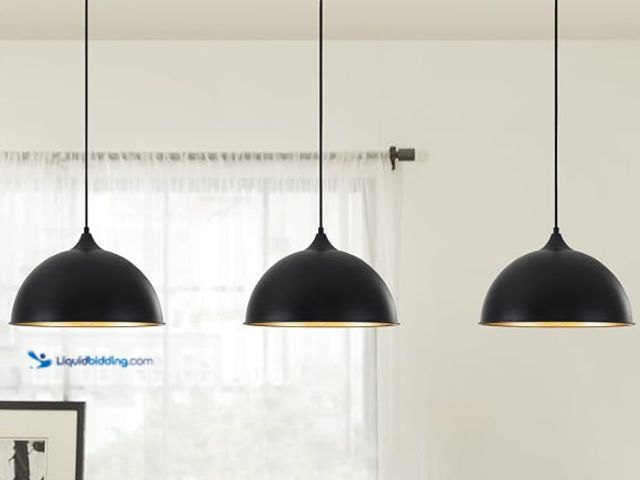 Lot 49-1519282 - Pendant Lights Kitchen Island, 3-Pack Dome Pendant Light Fixtures with Black and Gold Finish Farmhou...