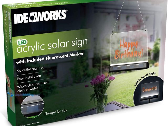 Lot 49-5413412 - IdeaWorks JB8647 DIY Acrylic Sign with Solar Lighting Panel-Marker Included 2 Pack (New)