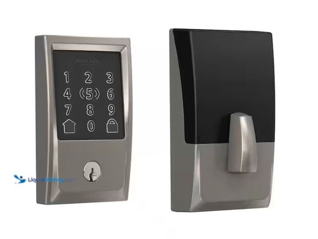Lot 49-3471562 - Schlage Century Satin Nickel Electronic Encode Plus Smart Wi-Fi Deadbolt with Alarm, Model # BE499WB...