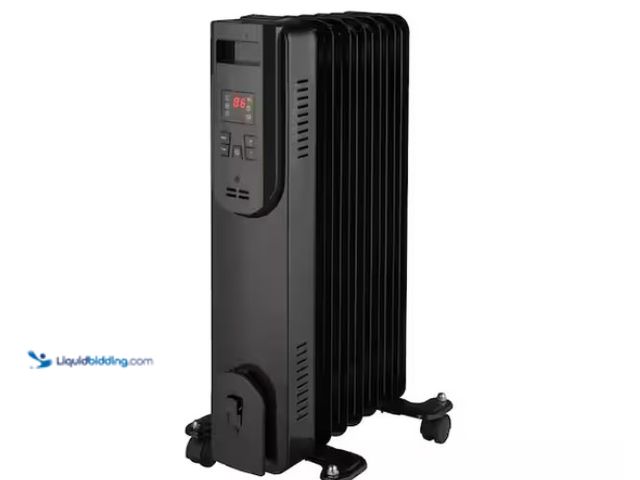 Lot 49-1557391 - Konwin 1500-Watt Black Indoor Electric Oil-Filled Radiator Convection Radiant Space Heater with Remo...