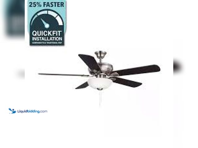 Lot 49-5407308 - Hampton Bay Rothley II 52 in. Indoor LED Brushed Nickel Ceiling Fan with Light Kit, Downrod, Reversi...