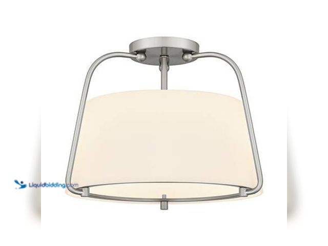 Lot 49-5546334 - DSI LIGHTING Corbin 15 in. 2-Light Brushed Nickel Transitional Semi-Flush Mount with White Opal Glas...