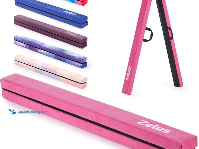 Lot 49-5459411 - ZELUS 8' Folding Gymnastics Balance Beam, Floor Balance Beam w/Carry Handles Anti-Slip Base for Kids...