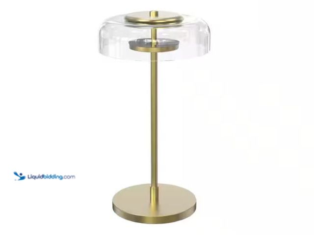 Lot 49-2006327 - Tzumi Atmosphere 16.5 in. LED Clear Hooded Shade Bronze Retro Table Lamp, Model # 9534HD, Unused, Ha...