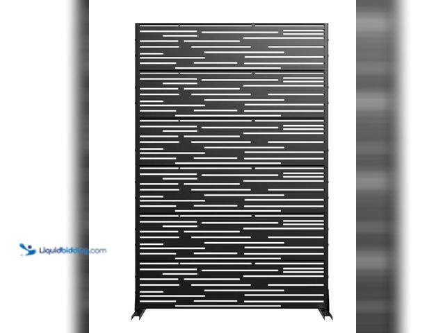 Lot 49-1515833 - Lumioca 1-Piece 46.8 in. W x 71.37 in. H Light And Shadow Type Black Galvanized Sheet Outdoor Screen...