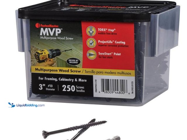Lot 49-5543183 - FastenMaster
#10 x 3 in. Torx TTAP Drive SureSink Flat Head MVP Multipurpose Wood Screw (250 Pack)....