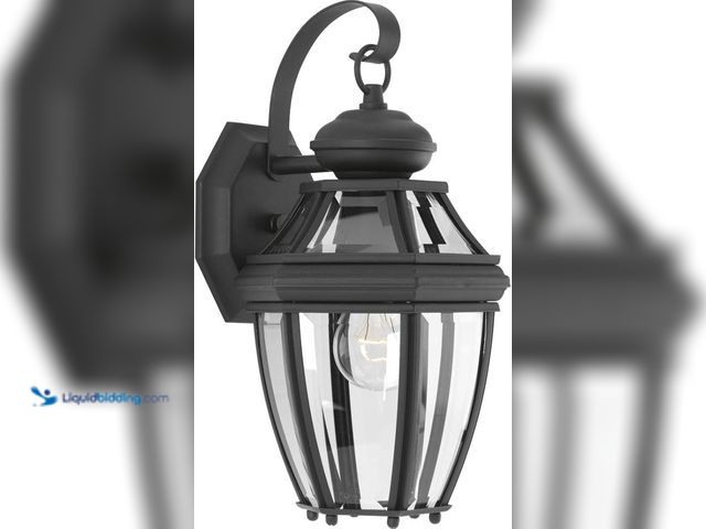 Lot 49-1518215 - Progress Lighting P6610-31 New Haven One-Light Small Wall Lantern, Polished Chrome , Black Model #B0...