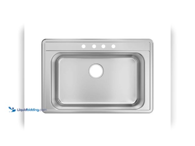 Lot 49-5410843 - Glacier Bay 33 in. Drop-In Single Bowl 20 Gauge Stainless Steel Kitchen Sink. [Model # VT3322A18] Un...