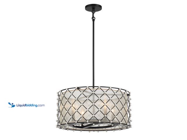 Lot 49-1630945 - Minka Lavery Sheer Elegance - 4 Light Semi Flush/Pendant Model #2864-66A, Used, Missing Hardware  Re...
