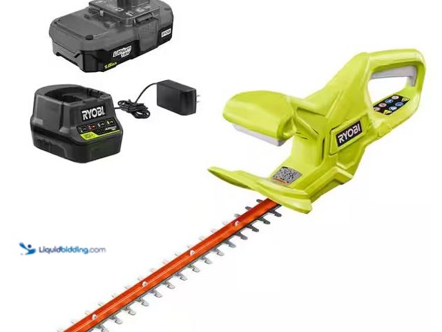 Lot 49-1568563 - RYOBI ONE+ 18V 18 in. Cordless Battery Hedge Trimmer with 1.5 Ah Battery and Charger Model # P2670, ...