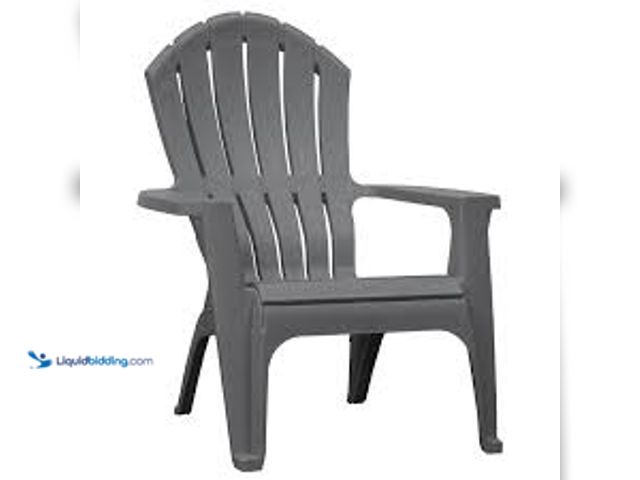 Lot 49-5558835 - Adams PATIO Big Easy Stackable Charcoal Resin Frame Stationary Adirondack Chair with Slat Seat Model...