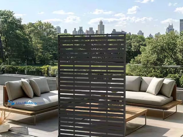Lot 49-2001118 - Dovelina 72 in. Adrian Metal Outdoor Garden Fence Privacy Screen Garden Screen Panels in Black, Mode...