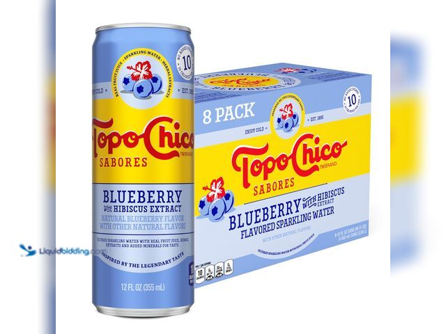 Lot 49-5546058 - Topo Chico Sabores Blueberry with Hibiscus Extract Flavored Sparkling Water, 12 fl oz Portable Cans,...