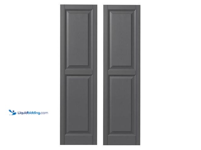 Lot 49-3616528 - Ply Gem 15 in. x 55 in. Raised Panel Polypropylene Shutter Pair in Gray - New Model # VINRP1555 16