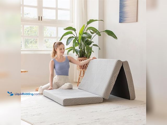 Lot 49-5433917 - MLILY Tri-Fold Memory Foam Mattress, 4 inch Single Folding Mattress with Collapsible and Washable Co...