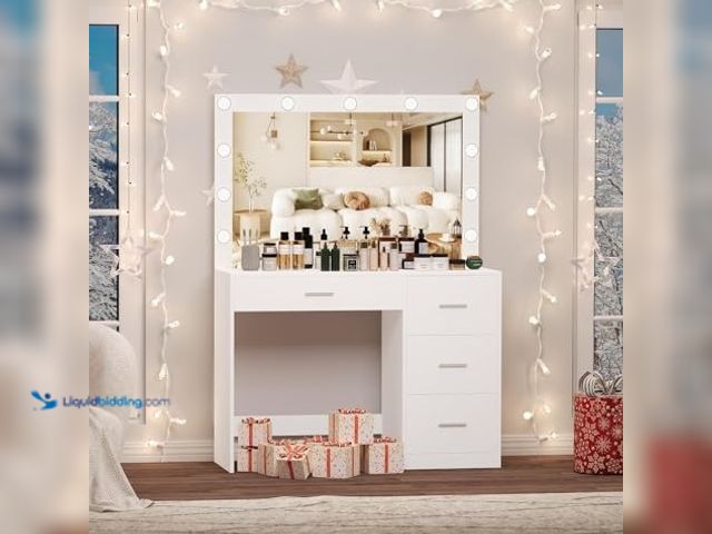 Lot 49-1555625 - Irontar Makeup Vanity Table, Makeup Table with Large Mirror and 11 LED Lights, Brightness Adjustable...