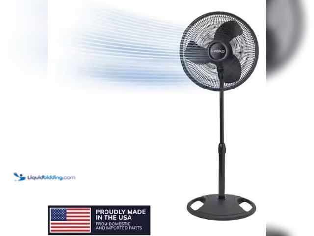 Lot 49-3631561 - Lasko 16 in. 3-Speed Oscillating Pedestal Fan for Home in Black with Adjustable Height, Tilt Back He...