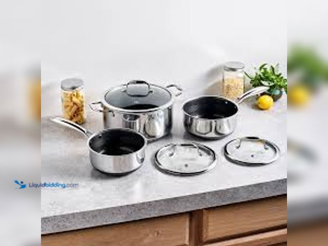 Lot 49-5485872 - HexClad 6-piece Saucepan Set. Item 1394630 | Model 859006007076. Unused.