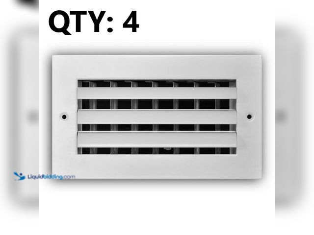Lot 49-3616789 - Everbilt Set of (4) 8 in. x 4 in. 1-Way Aluminum Adjustable Curved Blade Wall/Ceiling Register in Wh...