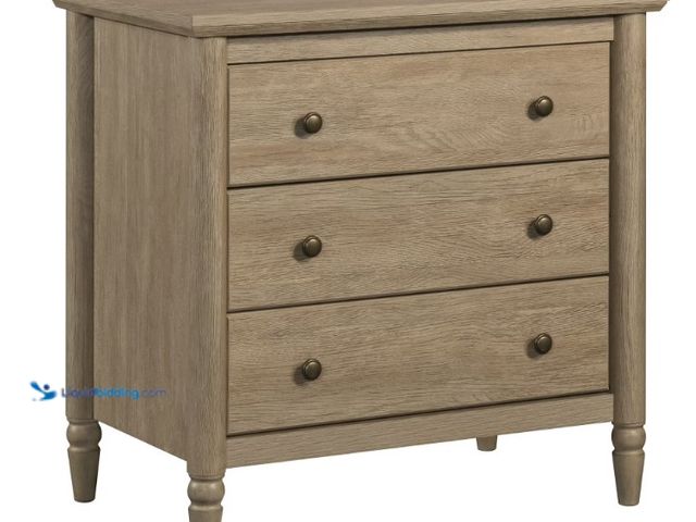 Lot 49-1625762 - My Texas House Monroe 3 Drawer Nightstand with USB, Brushed Oak Finish, Model # 5504239338, Slightly...