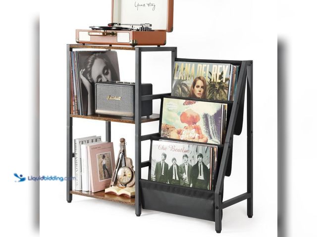 Lot 49-5488125 - Bikoney Record Player Stand, Turntable Stand with 3-Tier Vinyl Record Storage, Record Player Table U...