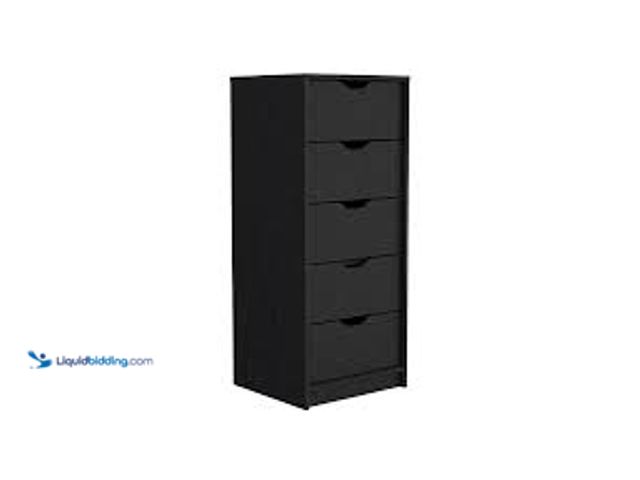 Lot 49-5572198 - Tuhome,Basilea Tall Dresser Black MDF. Model: 7707062319806. Unused