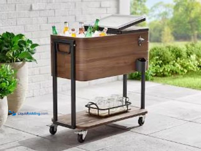 Lot 49-5423950 - StyleWell 80 Qt. Brown Woodgrain Cooler with Black. Model # A601008800. Slightly used.
