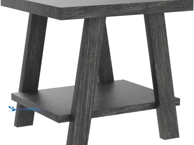Lot 49-3531704 - Roundhill Furniture Athens Contemporary Replicated Wood Shelf End Table in Charcoal Finish, Model# B...