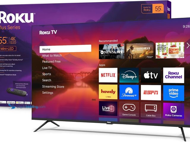 Lot 49-3536409 - Roku Smart TV 2025 – 55-Inch Plus Series, Mini-LED TV – RokuTV with Enhanced Voice Remote – Flat Scr...