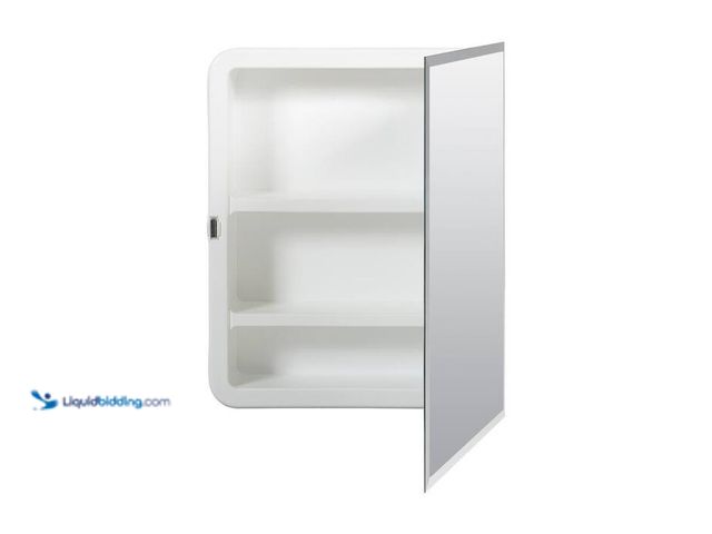 Lot 49-2021684 - Glacier Bay 16 in. W x 20 in. H Rectangular Recessed or Surface Mount Frameless Beveled Mirror Medic...