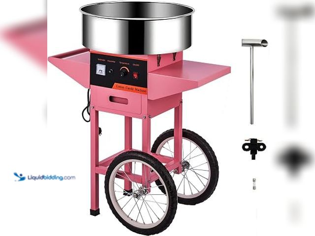 Lot 49-2025416 - Hopky 110V Commercial Cotton Candy Machine with Cart, Electric Cotton Candy Floss Maker with Sugar S...