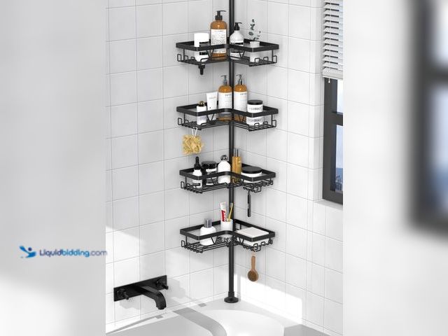 Lot 49-5437461 - KEGII Corner Shower Caddy Tension Pole - Shower Tension Rod Organizer, Floor to Ceiling Shower Caddy...
