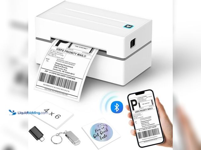 Lot 49-5448286 - Anycash Bluetooth Thermal Label Printer, Wireless 4x6 Shipping Label Printers for Small Business, Co...