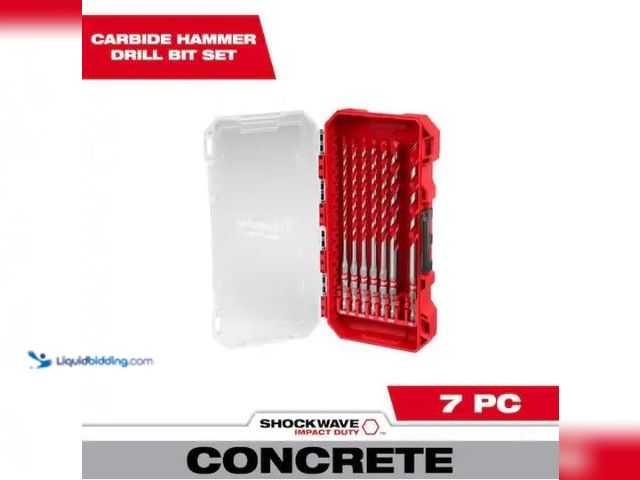 Lot 49-1577280 - Milwaukee Shockwave Carbide Hammer Drill Bit Kit (7-Piece), Model # 48-20-9052, Used.   Ref#ASRHD013...