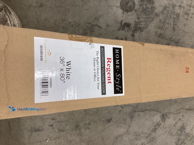 Lot 49-5452017 - LTL Home Products HSR3680H Regent Interior Accordion Folding Door, 36" x 80", White. Item is unused.