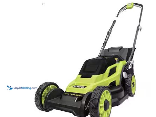 Lot 49-5436696 - RYOBI ONE+ 18V 13 in. Cordless Battery Walk Behind Push Lawn Mower. Model # P1180. Used. No battery....