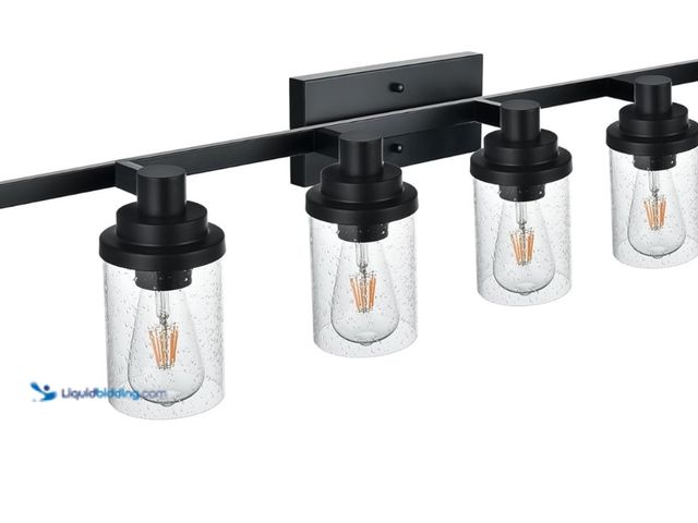 Lot 49-1512580 - MELUCEE 6-Light Bathroom Lights Over Mirror in Black Finish, Farmhouse Vanity Lights with Seeded Gla...