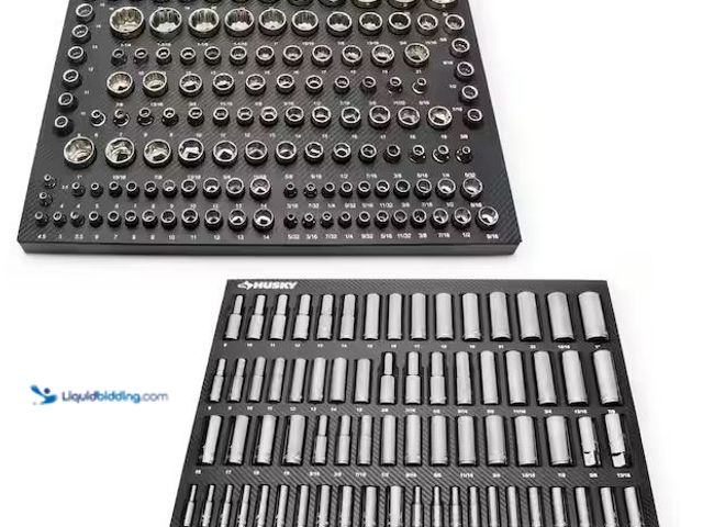 Lot 49-3539752 - Husky
1/4 in., 3/8 in., and 1/2 in. Drive Socket Set in EVA Foam Tray (200-Piece) Internet # 327447...