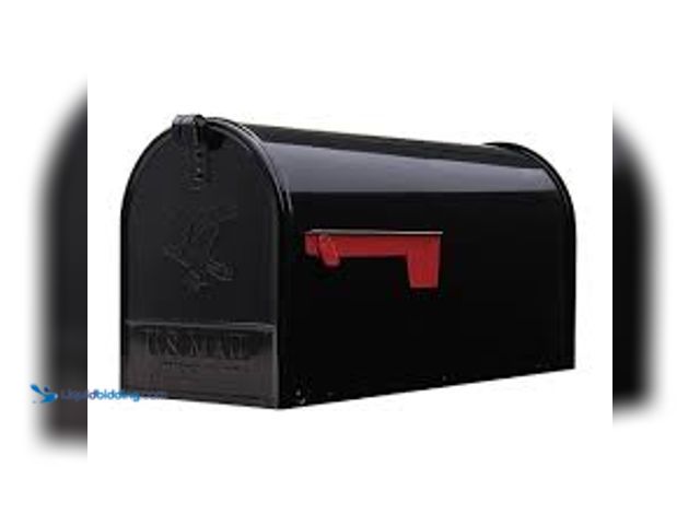 Lot 49-5411744 - Architectural Mailboxes Elite Black, Large, Steel, Post Mount Mailbox. Model # E1600BAM. Slightly us...